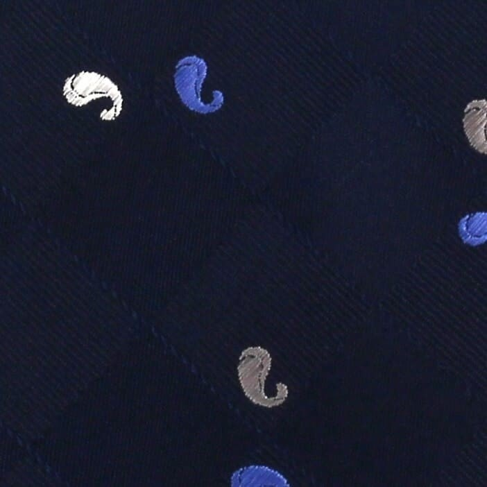 Corbata Estrecha Paisley Azul Oscuro