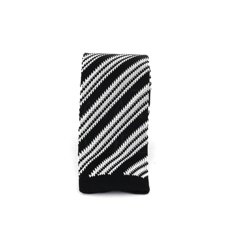Corbata Punto Rayas Diag. Negra y Blanca