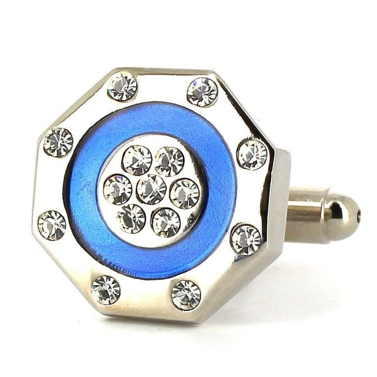 Gemelos Esmaltados Azules con Brillantes