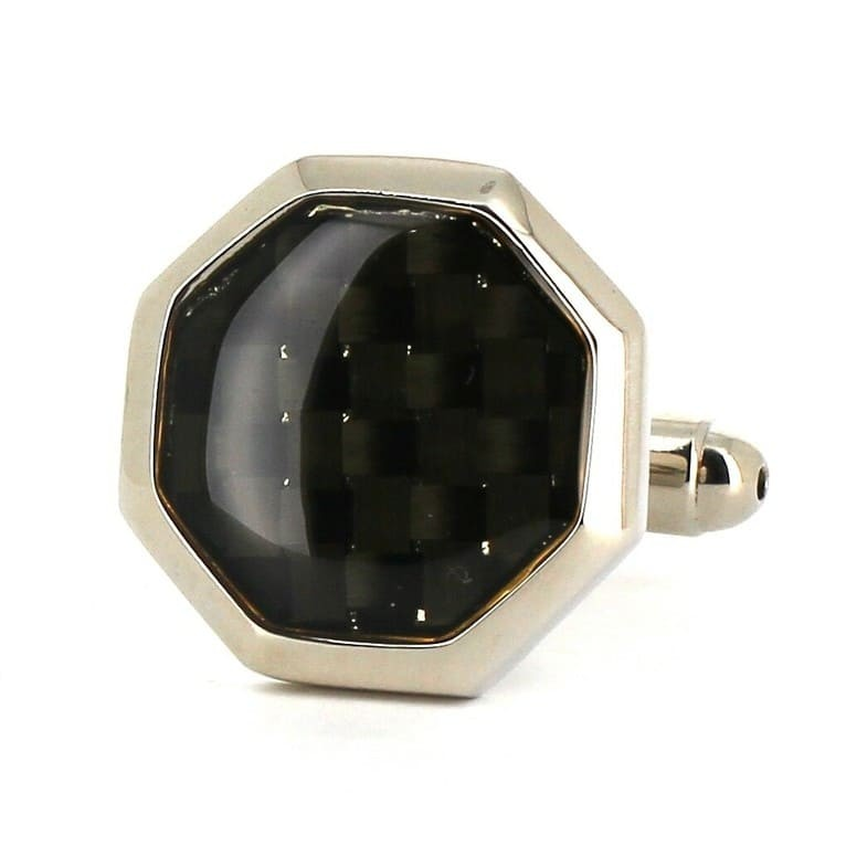 Gemelos Esmaltados Octagonal Negro