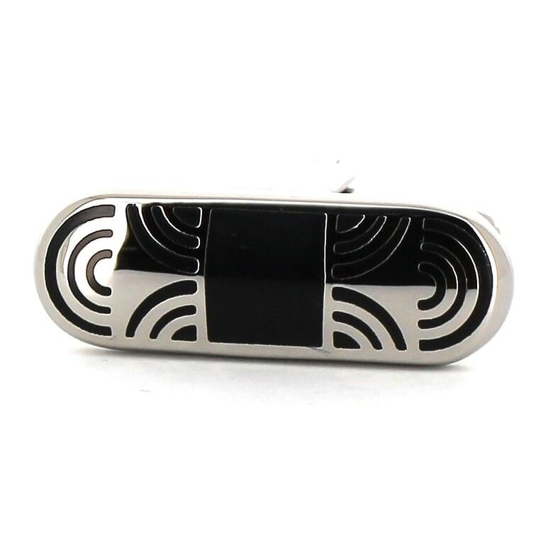 Gemelos Esmaltados Plateado y Negro X