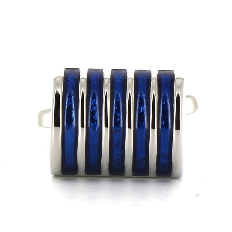 Gemelos Esmaltados Rayas Azules