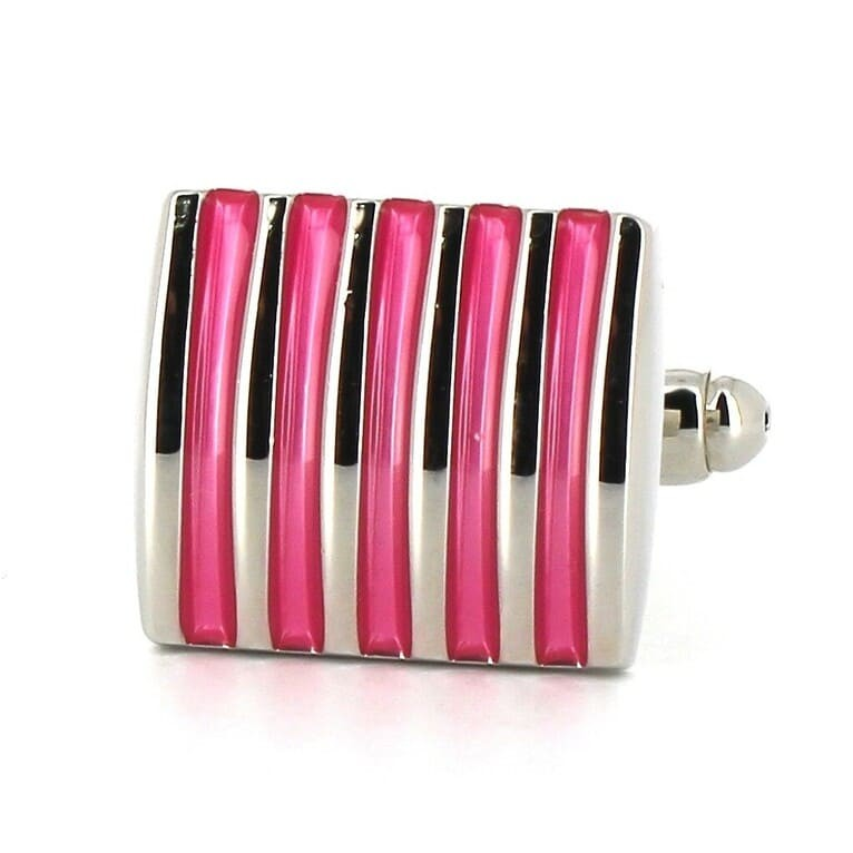 Gemelos Esmaltados Rayas Rosas