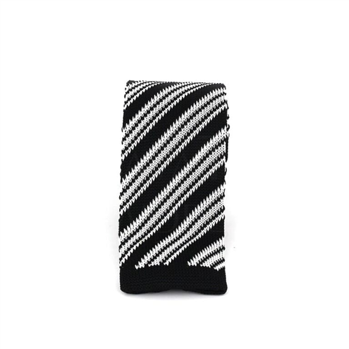 Corbata Punto Rayas Diag. Negra y Blanca