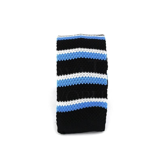 Corbata Punto Rayas Negra, Blanca y Azul