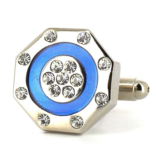 Gemelos Esmaltados Azules con Brillantes
