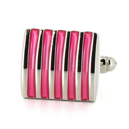 Gemelos Esmaltados Rayas Rosas
