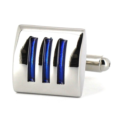 Gemelos Esmaltados Triple Raya Azul