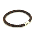 Pulsera Acero y Cuero Negro y Marrón Cilíndrica