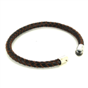 Pulsera Acero y Cuero Negro y Marrón Cilíndrica