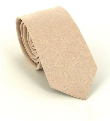Schmale Krawatte aus Wildleder in Beige