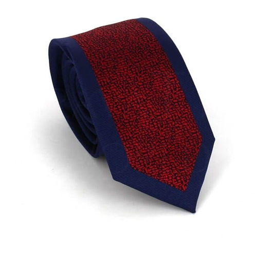 Schmale Krawatte in Marineblau und Rot