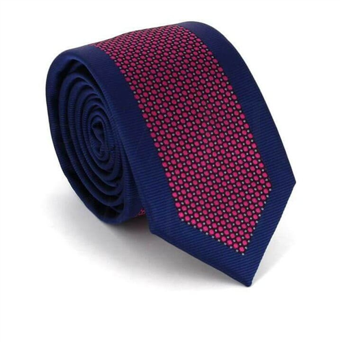 Schmale Krawatte in Marineblau und Rosa