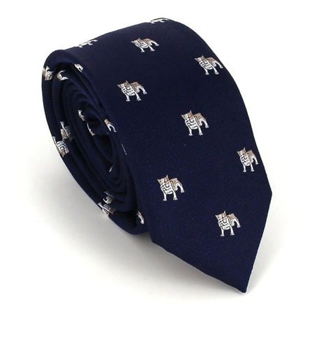 Schmale Krawatte Bulldog Blau