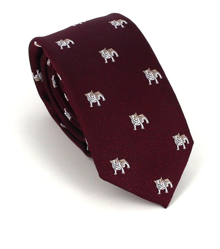 Schmale Krawatte Bulldog Bordeaux
