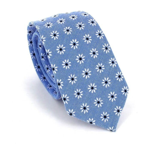 Schmale Krawatte mit blauem Blumenmuster