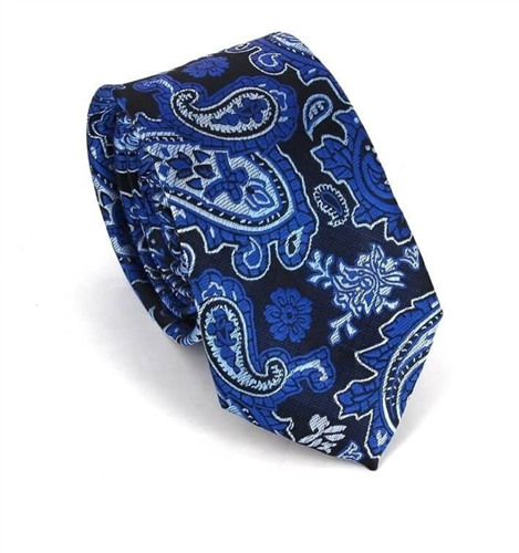 Schmale Paisley Krawatte in Blau