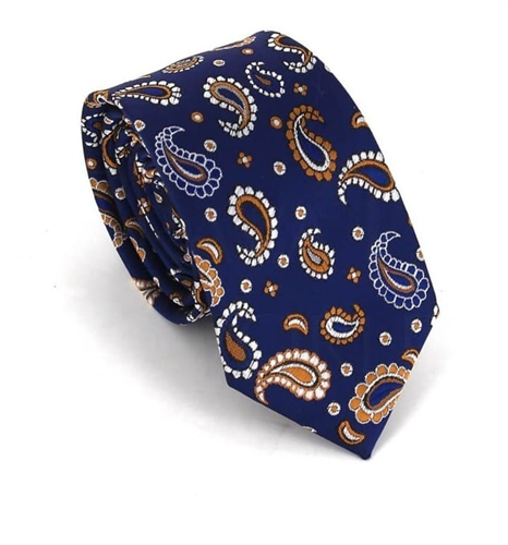 Schmale Paisley Krawatte in Marineblau