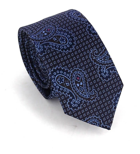 Schmale Paisley Krawatte in Hellblau und Braun