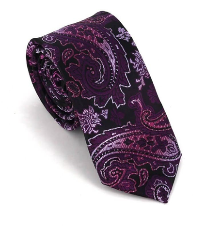 Schmale lila Paisley Krawatte