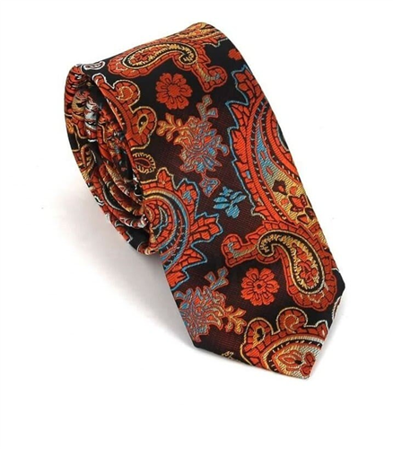 Schmale Paisley Krawatte in Orange