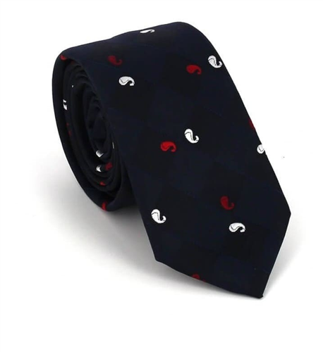 Schmale Paisley Krawatte in Schwarz
