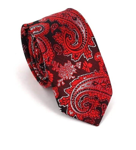 Schmale Paisley Krawatte in Rot