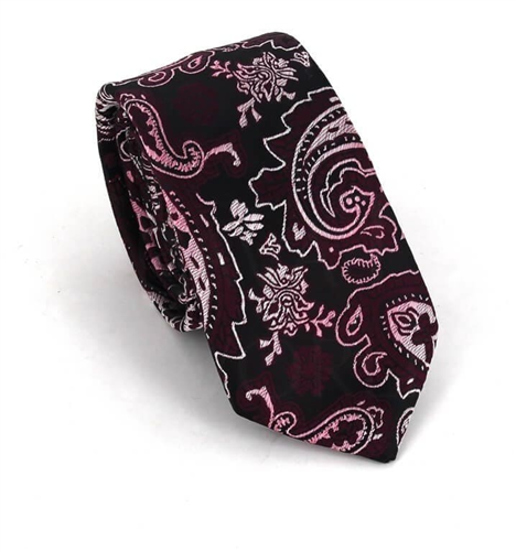 Schmale Paisley Krawatte in Bordeauxrot