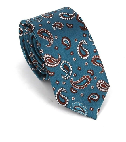 Schmale Paisley Krawatte in Smaragdgrün