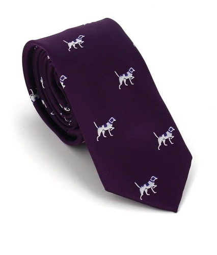 Schmale Krawatte mit lila Hundeprint