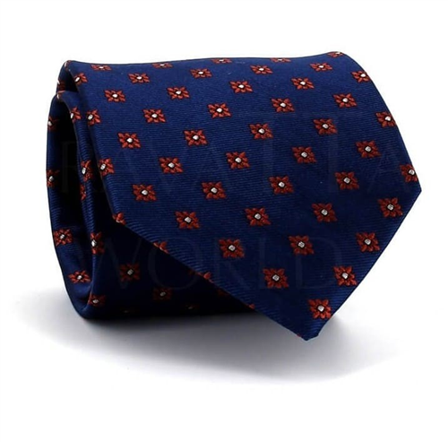 Krawatte Marineblau mit Blumenmuster