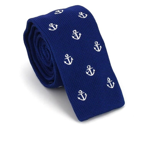 Krawatte mit Anker-Muster in Marineblau