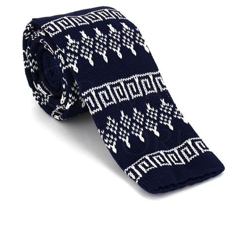 Blauer Wintermuster Strickkrawatte