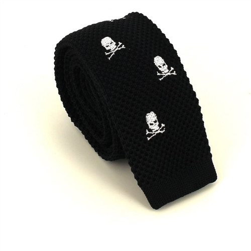 Krawatte mit Totenkopfmuster in Schwarz