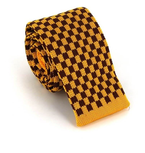 Krawatte mit goldbraunem Karomuster