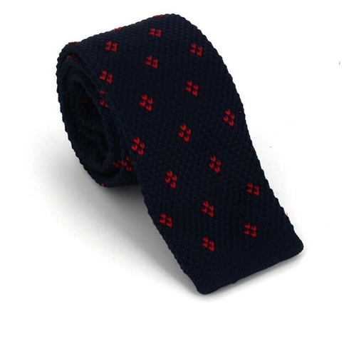 Gestreifte blaue und rote Strickkrawatte