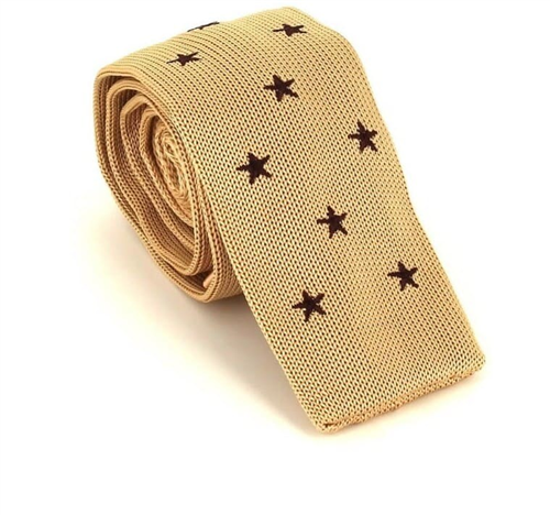 Krawatte mit Sternenmuster in Beige