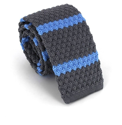 Krawatte Grau mit Blauen Streifen