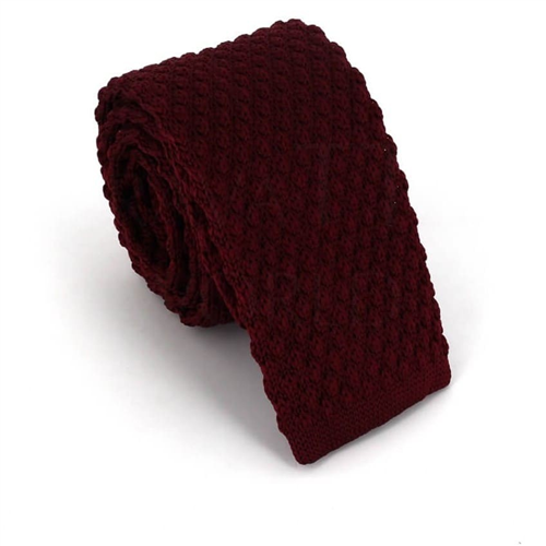 Krawatte Glattstrick Wellen Bordeaux