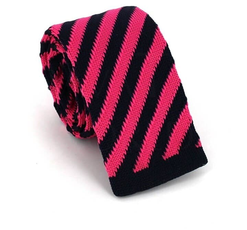 Krawatte Gestreiftes Muster Diagonal Dunkelblau und Rosa
