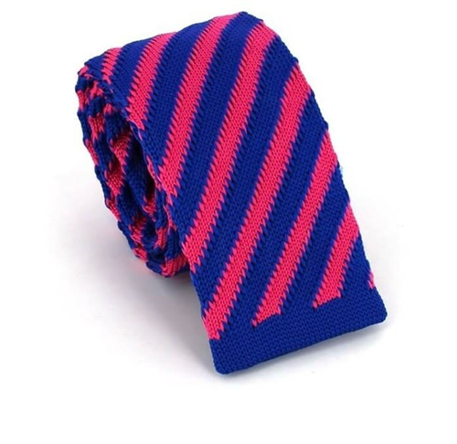 Krawatte Gestreiftes Diagonales Muster Blau und Rosa