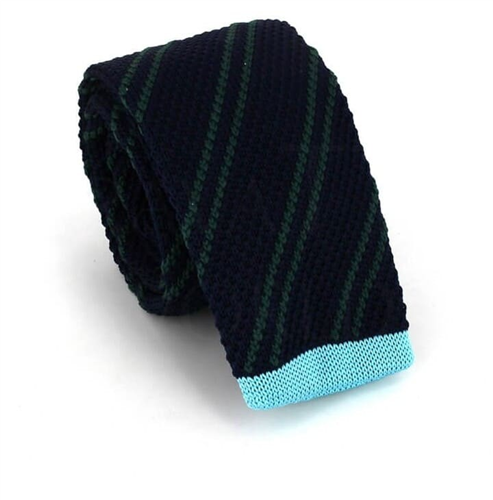 Krawatte Gestrickte Diagonalstreifen Blau und Grün