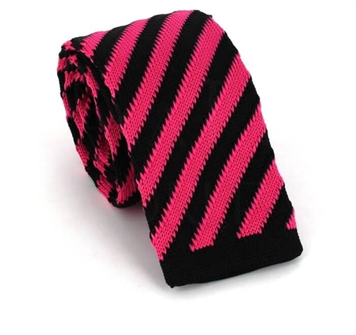 Krawatte Gestreiftes Diagonales Muster Schwarz und Rosa