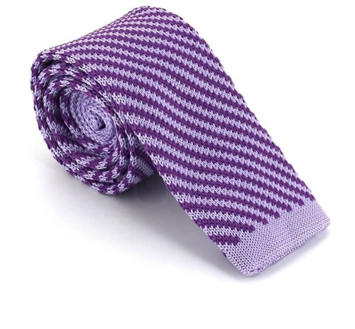 Krawatte Gestrickte Diagonale Streifen Violett und Lila