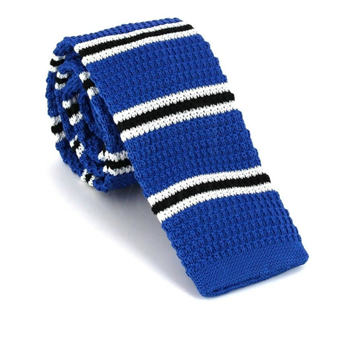 Krawatte Feinstrick mit feinen Streifen Blau