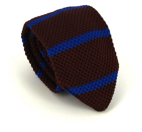 Krawatte Gestreiftes Punkt Braun und Blau