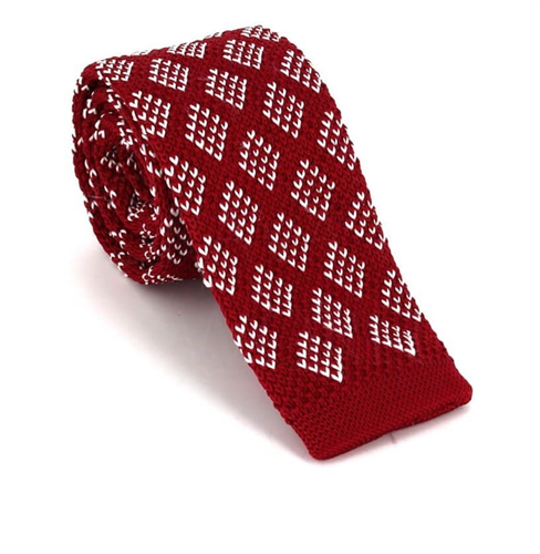 Rote gestrickte Krawatte mit Rautenmuster
