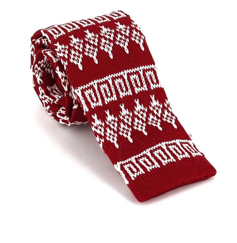 Rote Wintermuster Strickkrawatte