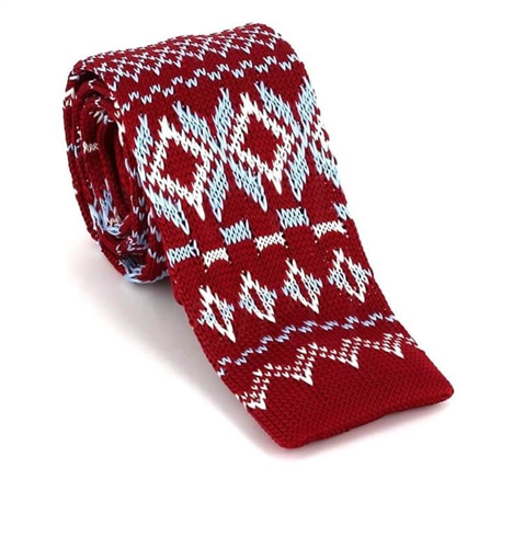 Rote Wintermuster Strickkrawatte