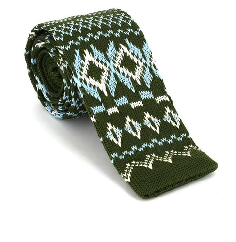 Grüner Wintermuster Strickkrawatte